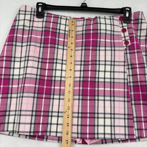 Lady Hagen Golf Skort Size 16 Pink Plaid Breast Cancer Logo Built in Shorts Zip - Picture 9 of 11